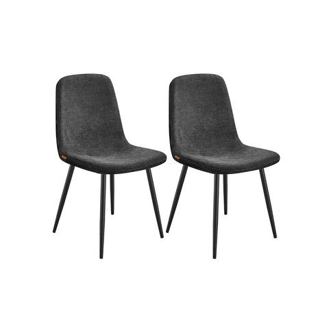 Rootz 2 Piece Set Dining Chairs - Kitchen Chairs - Grey Seating - Comfortable Chenille Fabric - 55cm x 43.5cm x 85.5cm