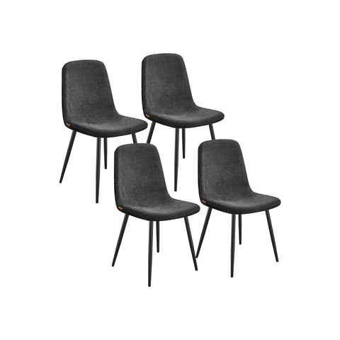 Rootz 4 Piece Dining Chair Set - Kitchen Chairs - Black Seat - Max Load 120kg - 55cm x 43.5cm x 85.5cm