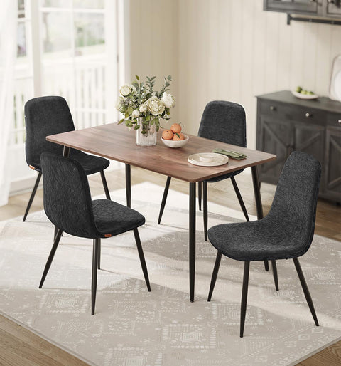 Rootz 4 Piece Dining Chair Set - Kitchen Chairs - Black Seat - Max Load 120kg - 55cm x 43.5cm x 85.5cm