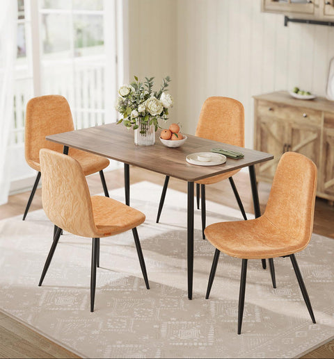 Rootz 4 Piece Dining Chair Set - Kitchen Chairs - Brown Chairs - Comfortable Seating - 55cm x 43.5cm x 85.5cm