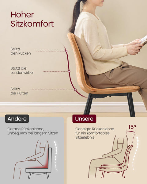 Rootz 4 Piece Dining Chair Set - Kitchen Chairs - Brown Chairs - Comfortable Seating - 55cm x 43.5cm x 85.5cm