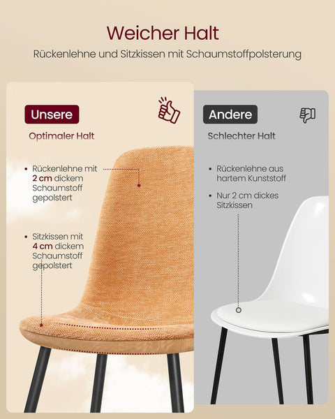 Rootz 4 Piece Dining Chair Set - Kitchen Chairs - Brown Chairs - Comfortable Seating - 55cm x 43.5cm x 85.5cm