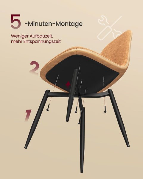 Rootz 4 Piece Dining Chair Set - Kitchen Chairs - Brown Chairs - Comfortable Seating - 55cm x 43.5cm x 85.5cm