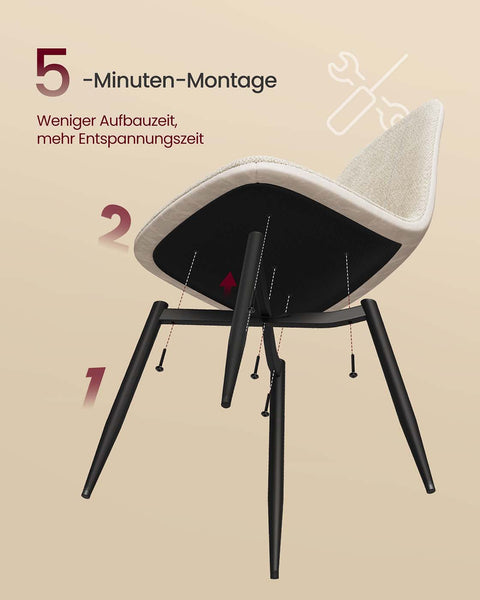 Rootz 4 Piece Set Dining Chair - Kitchen Seating - White Chairs - Max 120kg Capacity - 55cm x 43.5cm x 85.5cm