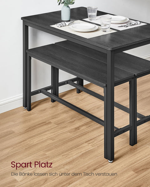 Rootz Dining Table Set - Chipboard Table - Steel Bench - Modern - 70cm x 110cm x 75cm