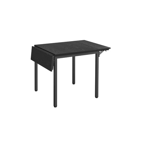 Rootz Folding Dining Table - Ebony Black - Ink Black - Chipboard Steel - Space-Saving - 78cm x 120cm x 76.2cm - Lightweight 17.5kg