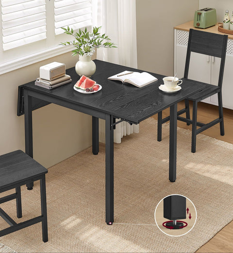 Rootz Dining Table - Esstisch - Foldable Table - Space-Saving - 78x120x76.2cm (Unfolded) - Ebony Black-Ink Black