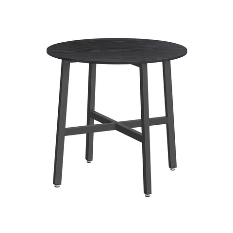 Rootz Round Dining Table - Chipboard Steel - Modern Table - 80cm D, 75cm H - Ebony Black-Ink Black - 10.8kg - 100 kg Capacity