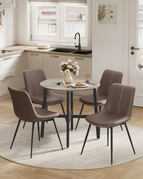 Rootz Round Dining Table - Compact Dining Table - Small Kitchen Table - Chipboard & Steel - 80cm D x 75cm H