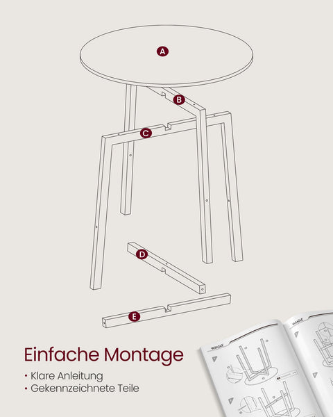 Rootz Round Dining Table - Compact Dining Table - Small Kitchen Table - Chipboard & Steel - 80cm D x 75cm H