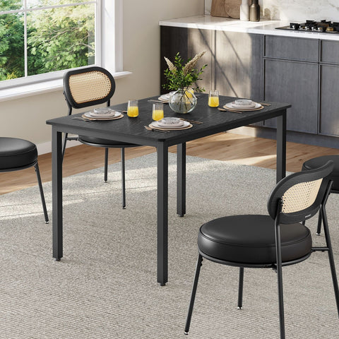 Rootz Dining Table - Kitchen Table - Chipboard Steel - Sturdy Construction - 70cm x 110cm x 77cm - Ebony Black - 13.6kg - 120kg Capacity