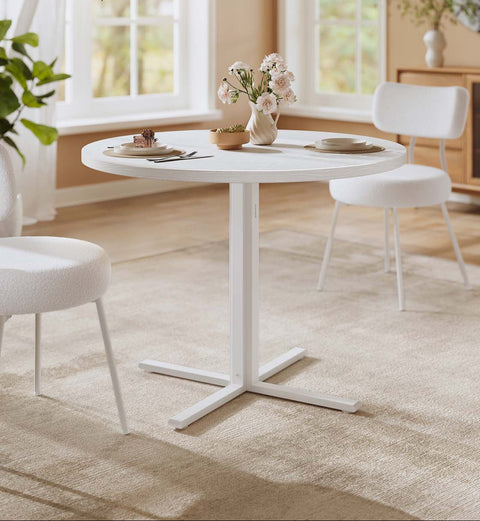Rootz Dining Table - Kitchen Table - White Table - Sturdy Design - 80cm D x 74.8cm H