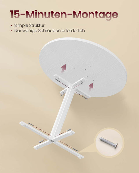 Rootz Dining Table - Kitchen Table - White Table - Sturdy Design - 80cm D x 74.8cm H