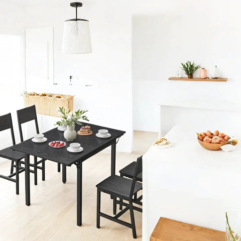 Rootz Dining Table -Black - Expandable Table - Space Saving Furniture - Steel Frame - 78cm x 120cm x 76.2cm