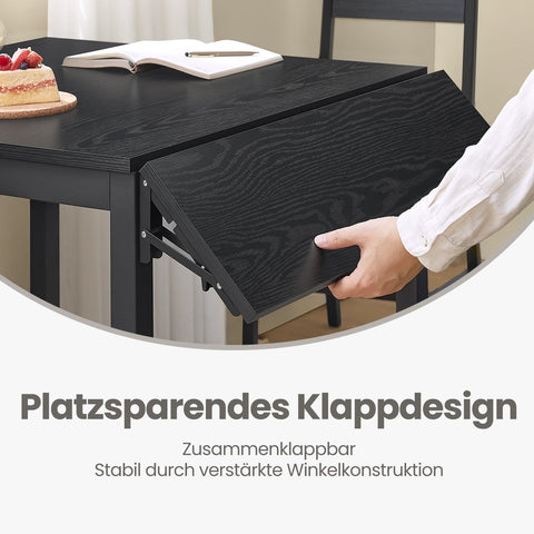 Rootz Dining Table -Black - Expandable Table - Space Saving Furniture - Steel Frame - 78cm x 120cm x 76.2cm