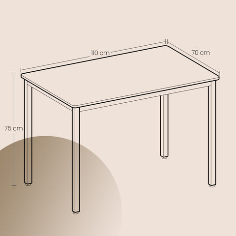Rootz Dining Table - Desk - Kitchen Table - Durable Wooden Chipboard - 70cm x 110cm x 77cm