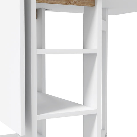 Rootz Foldable Kitchen Table - Dining - Space-Saving - 3 Shelves - Modern Design - 120cm x 60cm x 75cm - White