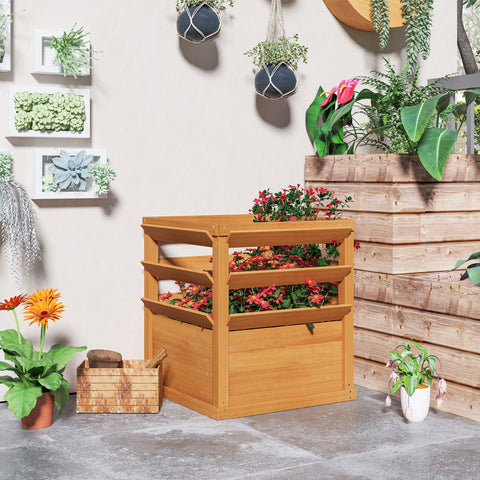 Rootz Raised Bed Planting Box - Trellis Planter - Flower Box - Solid Spruce - Optimal Drainage - 65cm x 65cm x 73cm