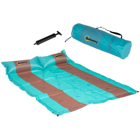 Rootz Camping Mat - Travel Bag - Camping Mat - Pump - Self-inflating - Lightweight - Water-repellent - Plastic-foam - Blue-coffee - 192L x 135W x 3H cm
