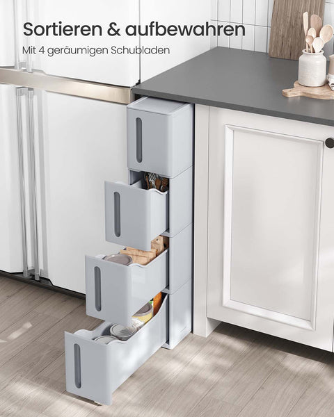 Rootz Niche Shelf with Rollers - Storage Unit - Organizer - Space-Saving - PP Plastic - 45cm x 17cm x 84cm