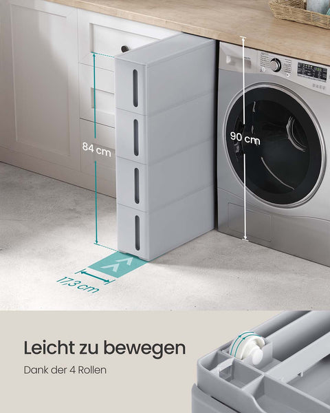 Rootz Niche Shelf with Rollers - Storage Unit - Organizer - Space-Saving - PP Plastic - 45cm x 17cm x 84cm