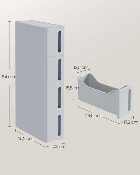 Rootz Niche Shelf with Rollers - Storage Unit - Organizer - Space-Saving - PP Plastic - 45cm x 17cm x 84cm