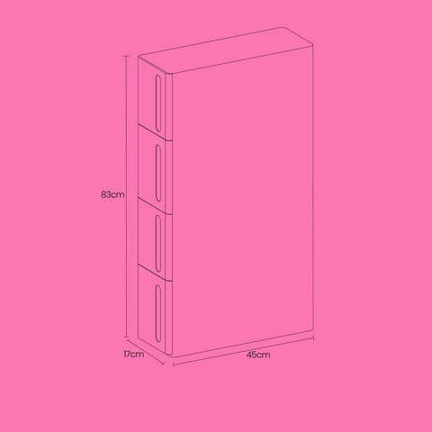 Rootz Niche Shelf with Rollers - Trolley - Storage Organizer - Space-Saving - 45cm x 17cm x 83cm