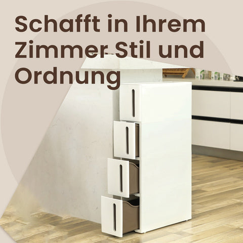 Rootz Narrow Trolley Shelf - Niche Storage - Mobile Organizer - Large Capacity - 45cm x 17cm x 84cm