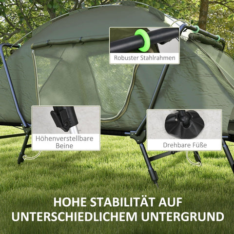 Rootz 2-in-1 Camping Bed with Waterproof Tent - Outdoor Sleeping Solution - Portable Camp Bed - High Comfort - Waterproof Protection - Convenient Transport - 215cm x 80cm x 125cm