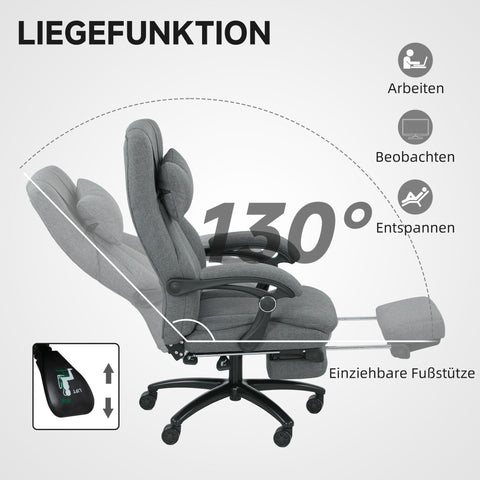 Rootz Massage Office Chair - Ergonomic Chair - Swivel Chair - Vibration Massage - Grey - 64cm x 74cm x 109-117cm