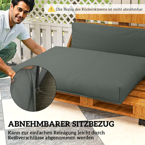 Rootz Pallet Pillow 2 Set - Receptive Seat Cushion - Pallette Cushion with Backrest - Maximum Comfort - 120x80x20cm - Grey