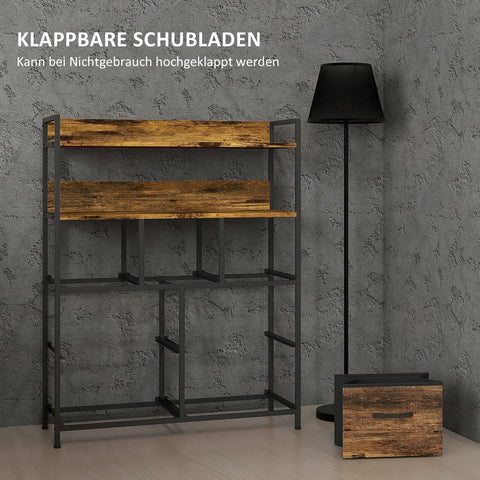 Rootz Fabric Dressing Cabinet - Storage Cabinet - Organizer Unit - 7 Foldable Drawers - 2 Shelves - Steel Frames - Brown - 79x29x101 cm
