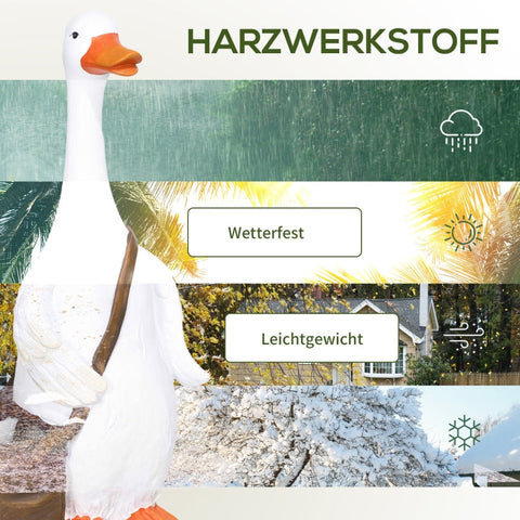 Rootz Swan Flower Pot with Shoulder Bag - Garden Planter - Outdoor Flower Container - Weatherproof - Promotes Healthy Root Growth - Versatile Placement - 32cm x 18cm x 60cm - White Brown Resin