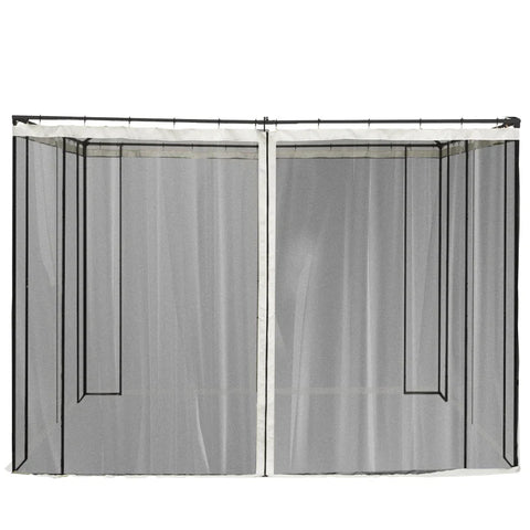 Rootz Klamboe - 4 Zijpanelen Vliegennet met Haken - Muggennet met Rits - Insectenbescherming - Vliegenscherm - Nylon - Mesh Zwart - 302L x 207H cm