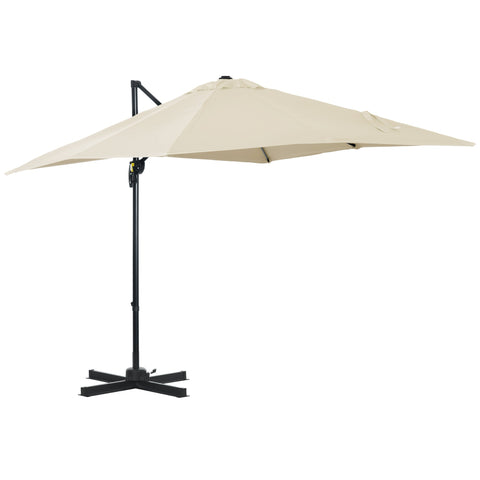 Rootz Offset Square Parasol - Garden Umbrella - Outdoor Shade - UV Protection - 2.45m x 2.45m x 2.45m