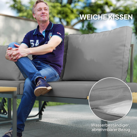 Rootz Outdoor Furniture Set - Garden Lounger - Modular Seating - Adjustable Backrests - Steel Frames - 175cm x 65cm x 70cm