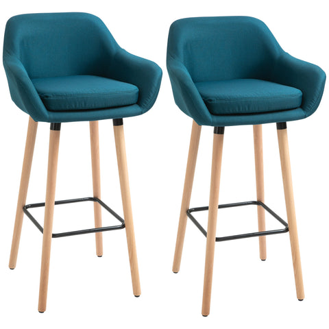 Rootz Scandinavian Designer Bar Stools Set - High Stools - Counter Stools - Comfortable Linen - 55cm x 48cm x 100cm