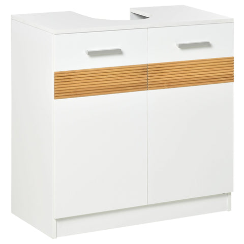 Rootz Bathroom Base Cabinet - Vanity Unit - Chic Style - Space Saver - MDF 60L x 30W x 60.5H cm White, Brown