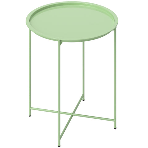 Rootz Round Garden Table - Terrace Table - Steel Exterior Table - Removable Tray - Foldable Design - Ø46 x 50cm