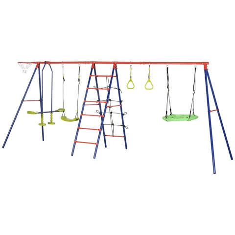 Rootz Swing Frame - Kids Playground Set - Children's Outdoor Playset - Durable Steel Frame - Adjustable Ropes - Multi-Activity Fun - 435cm x 135cm x 177cm