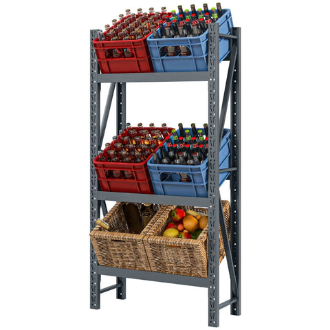 Rootz Drinks Crate Rack - Beer Crate Organizer - Beverage Storage Stand - Space-Saving - Adjustable Shelves - Sturdy Steel - 80cm x 30cm x 160cm