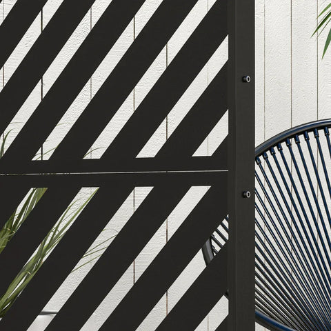 Rootz Privacyscherm - Tuinafscheiding - Privacyscherm voor buiten - Geometrische vormen - Metaal - Zwart - 122 x 45 x 198 cm