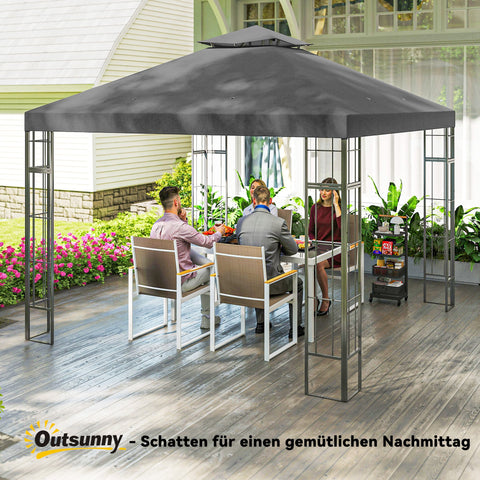 Rootz 3x3m Garden Pavilion - Gazebo - Outdoor Shelter - UV30+ Protection - Enhances Airflow - 298cm x 298cm x 279cm