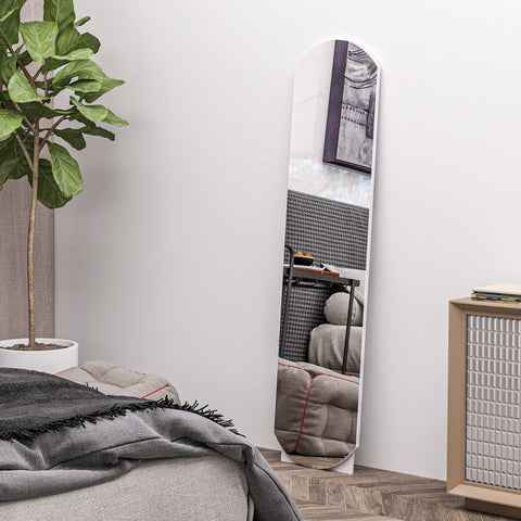 Rootz Complete Sheet Mirror - Full Body Mirror - Wall Mount Mirror - Secure Frosted Glass - 35x150 cm with Shelf, Ideal for Bathrooms & Bedrooms