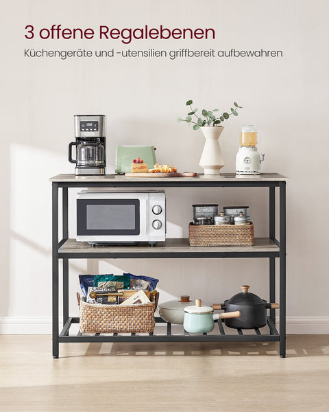 Rootz Industrial Kitchen Shelf - Storage Rack - Shelving Unit - Chipboard Steel - 60cm x 120cm x 90cm - Greige Black - 30kg Capacity