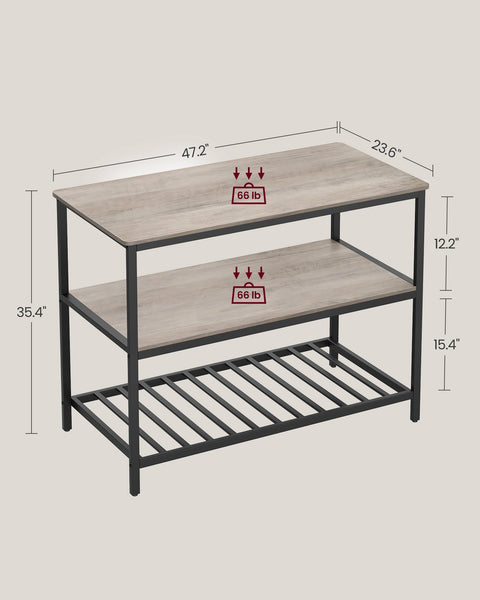 Rootz Industrial Kitchen Shelf - Storage Rack - Shelving Unit - Chipboard Steel - 60cm x 120cm x 90cm - Greige Black - 30kg Capacity
