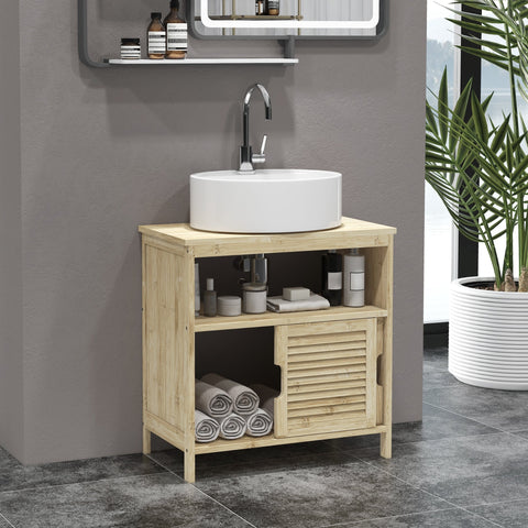 Rootz Bamboo Vanity Unit - Bathroom Cabinet - Storage Organizer - Durable Bamboo - 60cm x 30cm x 60cm