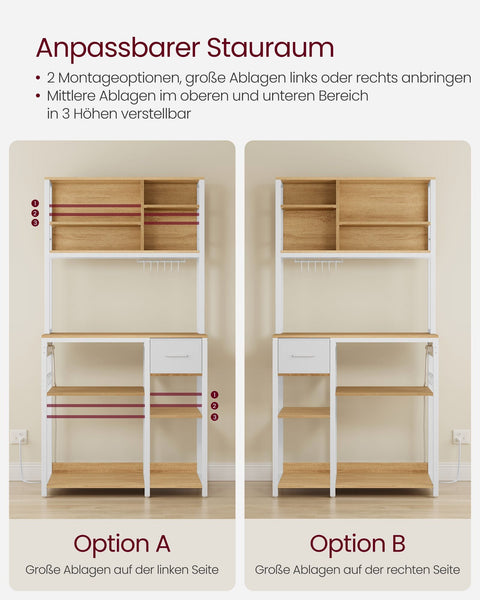Rootz Kitchen Shelf - Storage Rack - Organizer - Space Saver - Wooden Chipboard & Steel - 40 x 80 x 180.4 cm - Gold Oak & White Finish