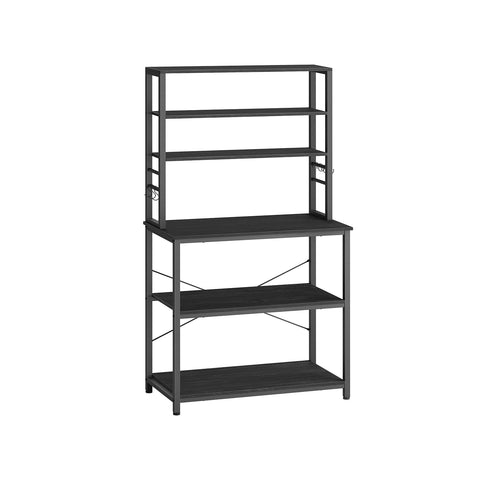 Rootz Industrial Design Kitchen Shelf - Oak White - Chipboard Steel - Storage Shelves - Hooks - 40cm x 80cm x 167cm - Assembly Required