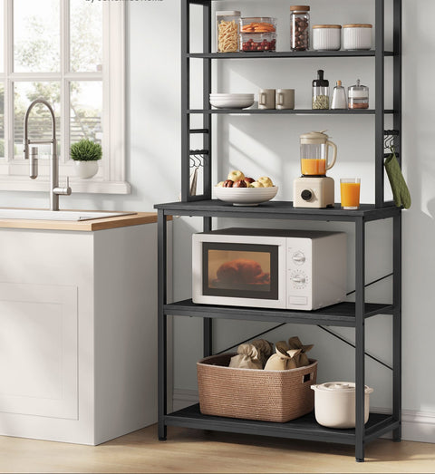Rootz Industrial Kitchen Shelf - Storage Rack - Organizer with Hooks - Space-Saving - 40cm x 80cm x 167cm